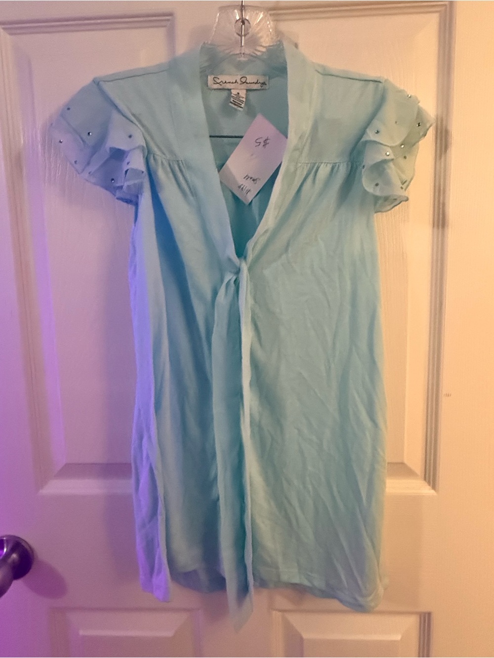 Seafoam Tie-Front sheer top